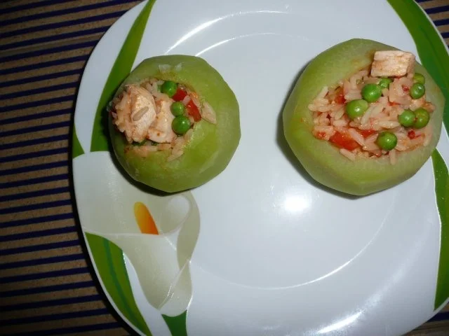 Kohlrabi gefüllt mit Hähnchen. - Rezept