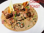Champignon-Schinken-Toast à l`Armagnac - Rezept
