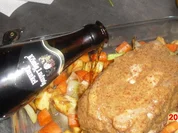 Schweinekrusten-Braten mit Senf-Kruste, - Rezept