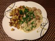Schweine-Zucchini-Pfanne mit Röstkartoffeln - Rezept