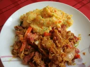 Kasselergeschnetzetes mit Sauerkraut und würzigem Kartoffelpüree - Rezept