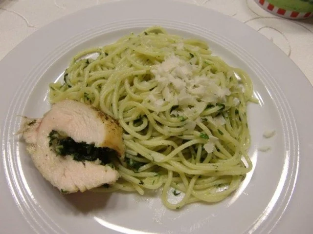 Rezept: Spaghetti mit Spinatpesto à la Heiko Spaghetti mit Spinatpesto à la Heiko - Rezept