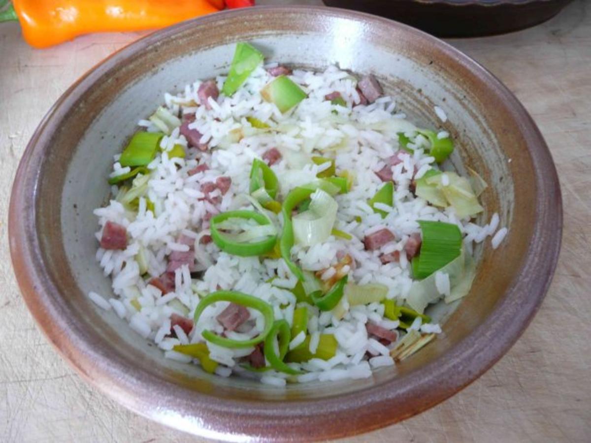 Beilage : Lauch - Reis mit Schinkenwürfel - Rezept - kochbar.de