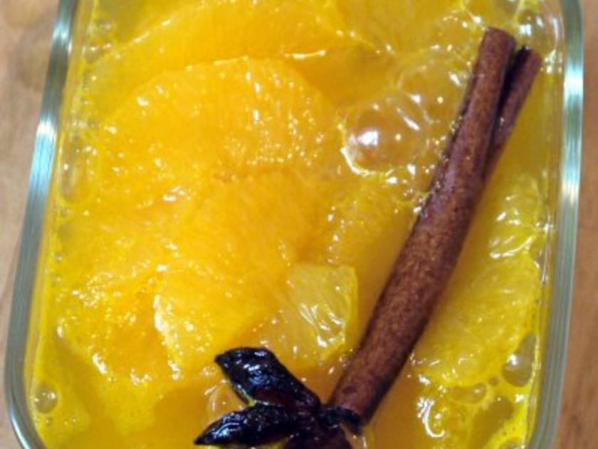 Schoko Grieß-Flammerie mit Gewürzorangen - einfach - 144 kcal/100g