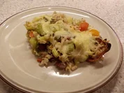 Dinkelauflauf mit Staudensellerie und Schinken - Rezept