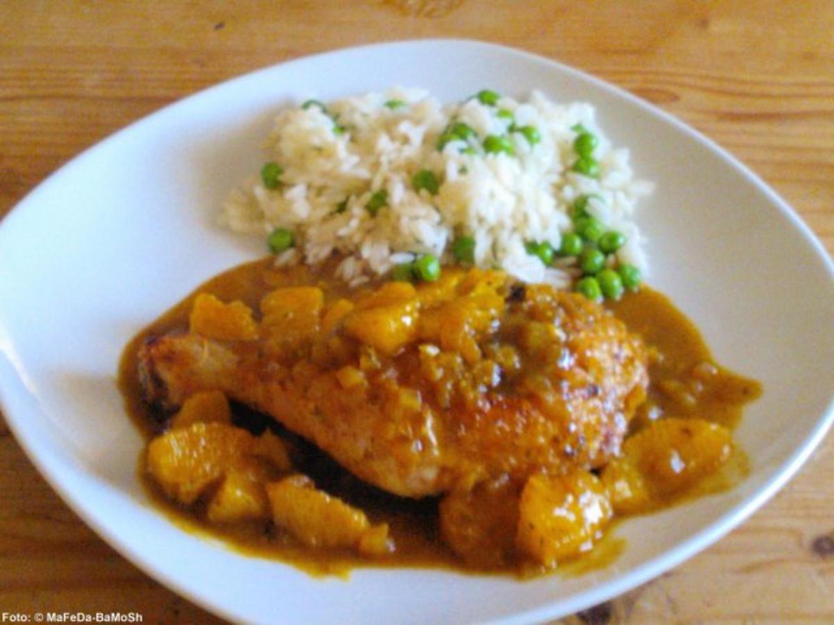 Hähnchenschenkel in Curry-Orangen-Sauce - Rezept - kochbar.de