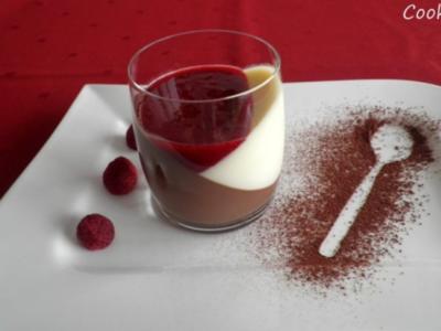 Schokoladen - Panna Cotta schwarz/weiß mit Himbeersoße - Rezept