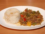 Gemüsehackmixpfanne auf Reis - Rezept