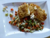 Panierter Seelachs auf feinem Wurzelgemüse-Mix - Rezept