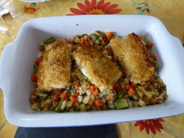 Rezept: Panierter Seelachs auf feinem Wurzelgemüse-Mix Bild Nr. 6 Panierter Seelachs auf feinem Wurzelgemüse-Mix - Rezept - Bild Nr. 6