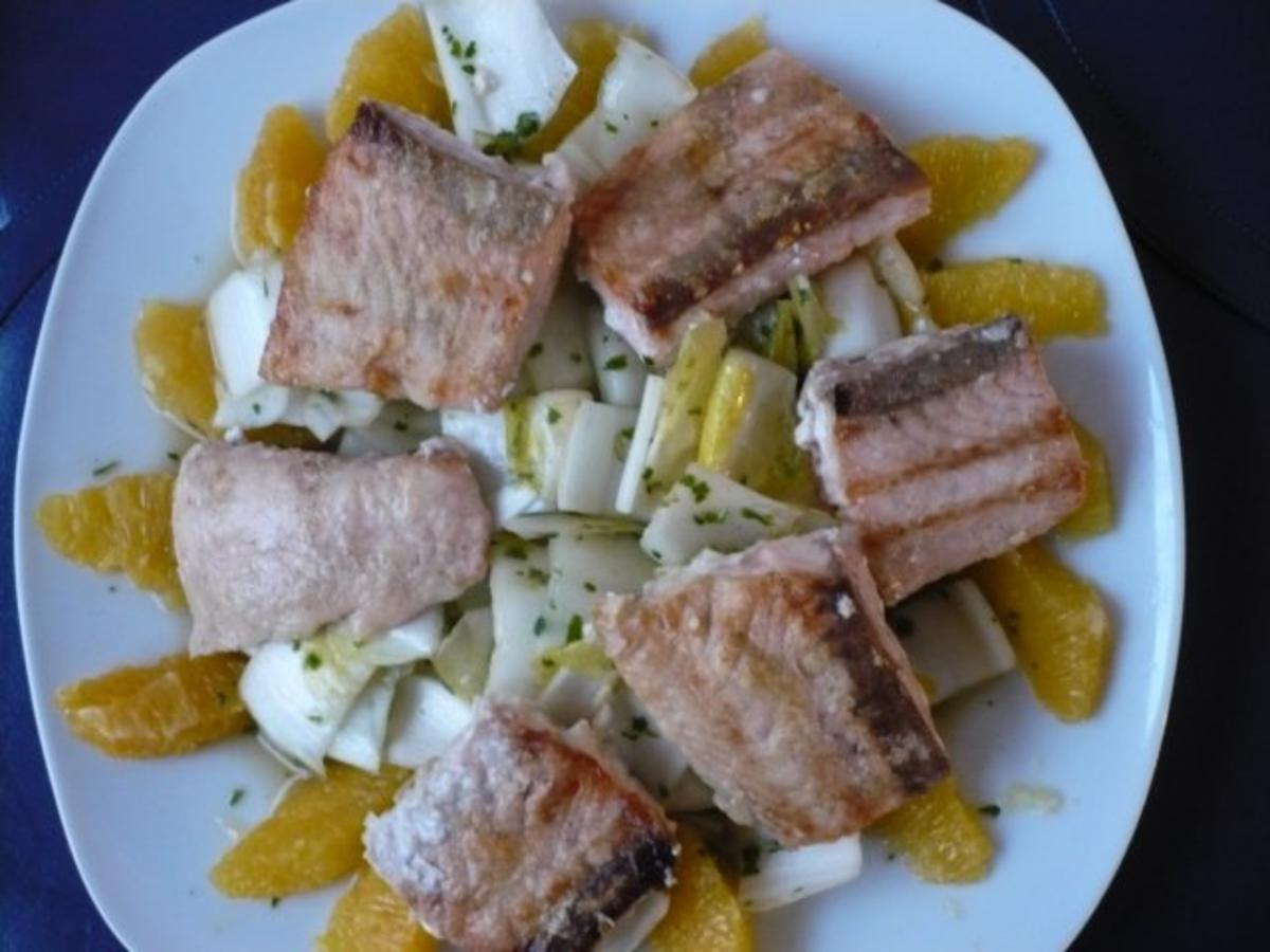 Chicoree - Salat mit Lachs - Rezept