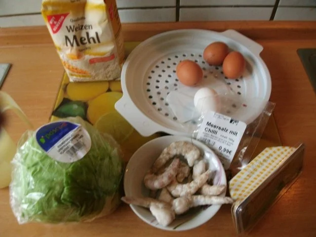 Käsespatzen  mit Knobi-Garnelen - Rezept - Bild Nr. 2