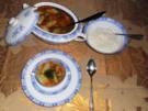 "Oma - Friede`s" klare Rindfleischsuppe mit Schwemmklößchen und Reis (Rzpt. um 1920) - Rezept