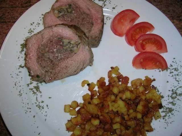 gefülltes Rumpsteak oder Carpet bag-Steak, mit Rissolèkartoffeln - Rezept - Bild Nr. 4