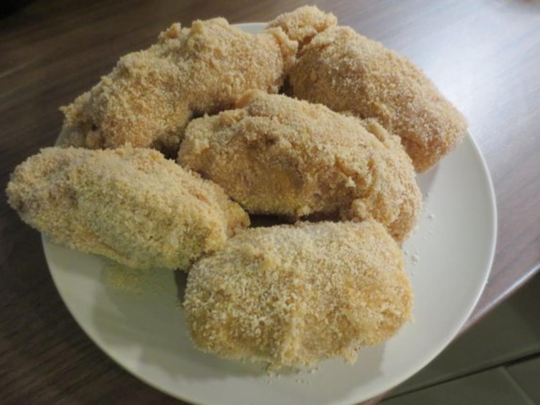 Gefüllte Hähnchenschnitzel mit schneller Gemüsepfanne und Kroketten ...