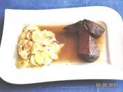 Kochen:Bison Hüftsteak mit Kartoffelgratin - Rezept