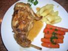 Kaninchenkeulen, geschmort, vom belgischen Riesen - Rezept