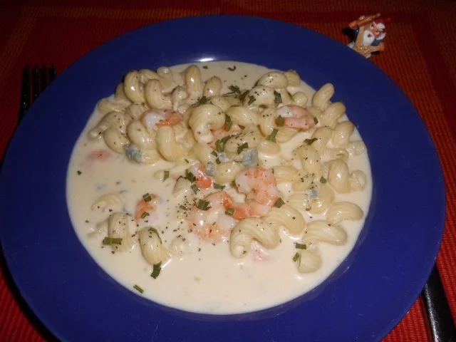 Rezept: Pasta mit Gorgonzola-Garnelen>> Pasta mit Gorgonzola-Garnelen>> - Rezept