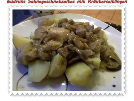 Fleisch: Sahnegeschnetzeltes mit Kräuterseitlingen - Rezept