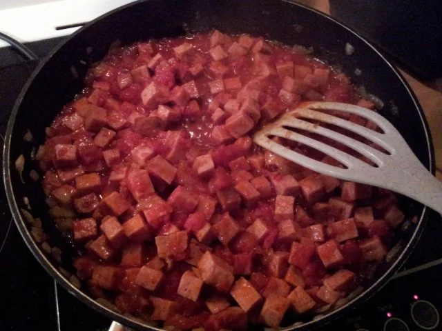 Rezept: Rūhrei mit Leberkäse und Tomaten Bild Nr. 3 Rūhrei mit Leberkäse und Tomaten - Rezept - Bild Nr. 3