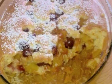 Mandel-Auflauf mit Mango und Kirschen - Rezept