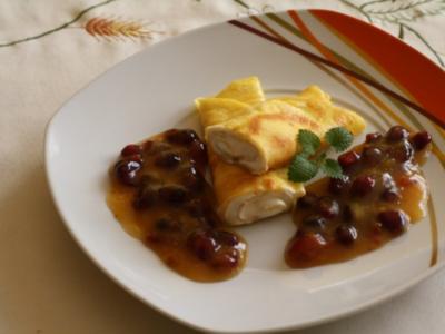 Rezept: Gefüllte Pfannkuchen mit Cranberries-Kompott Gefüllte Pfannkuchen mit Cranberries-Kompott - Rezept