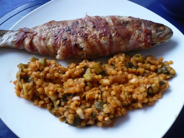 Forelle mit Linsen - Rezept