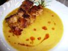 Suppe: Paprikasuppe mit Putenspießchen - Rezept