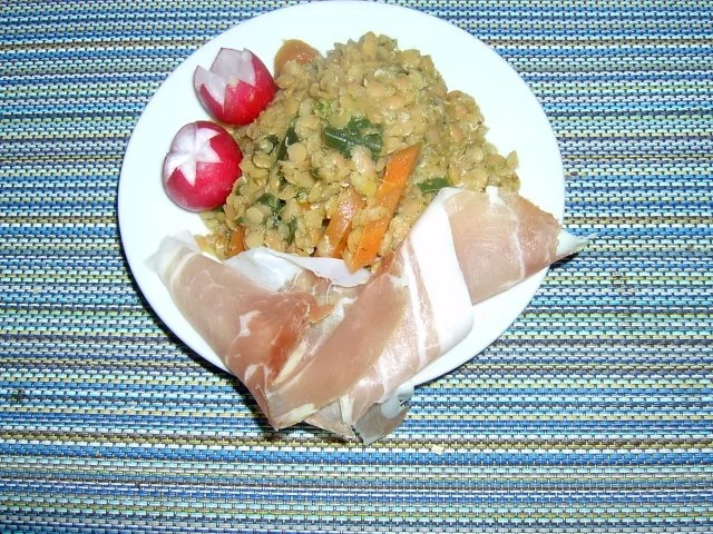 Roter Linsensalat mit Seeluftschinken - Rezept