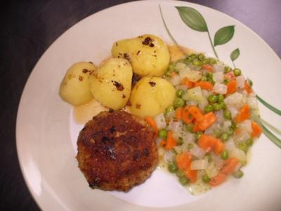 Rezept: Beefsteak, Salzkartoffeln und Mischgemüse Beefsteak, Salzkartoffeln und Mischgemüse - Rezept