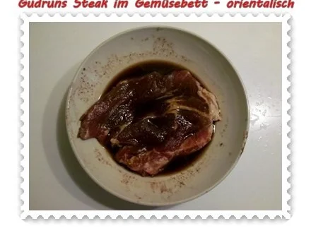 Fleisch: Steak im Gemüsebett - orientalisch - - Rezept - Bild Nr. 3