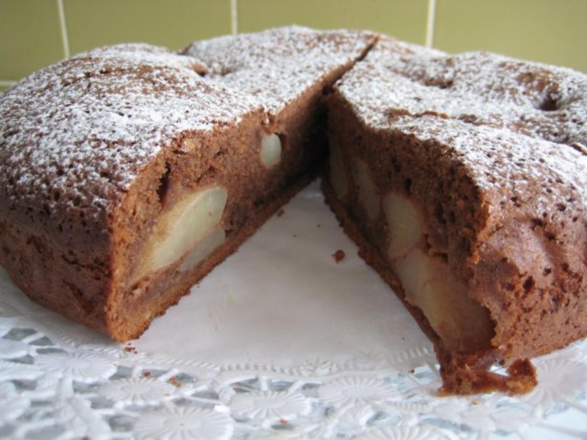 Versunkener Schoko-Birnen-Kuchen - Rezept - kochbar.de