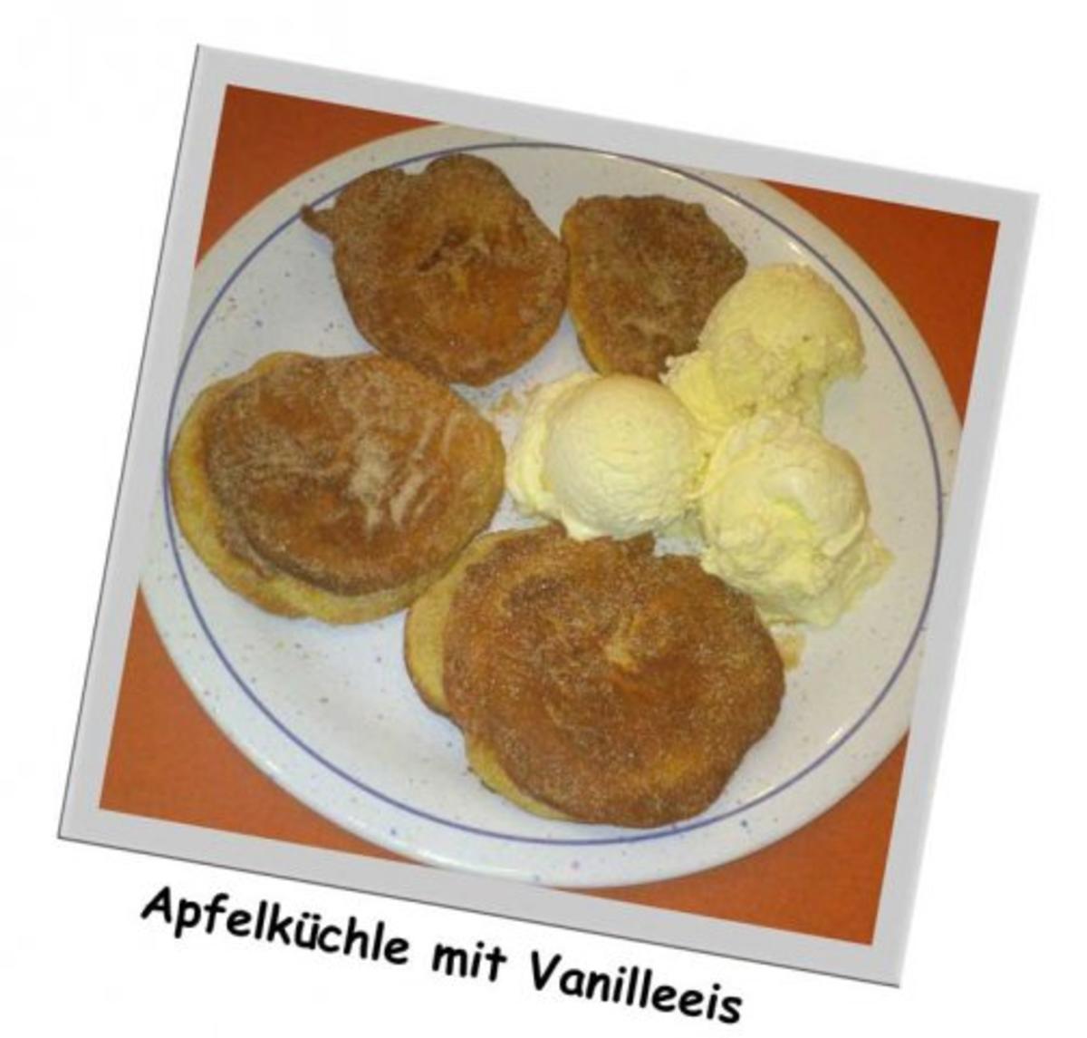 Apfelküchle mit Vanilleeis (Ohne Alkohol) - Rezept