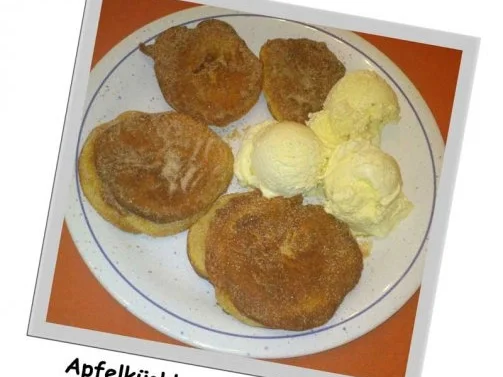 Rezept: Apfelküchle mit Vanilleeis (Ohne Alkohol) Apfelküchle mit Vanilleeis (Ohne Alkohol) - Rezept
