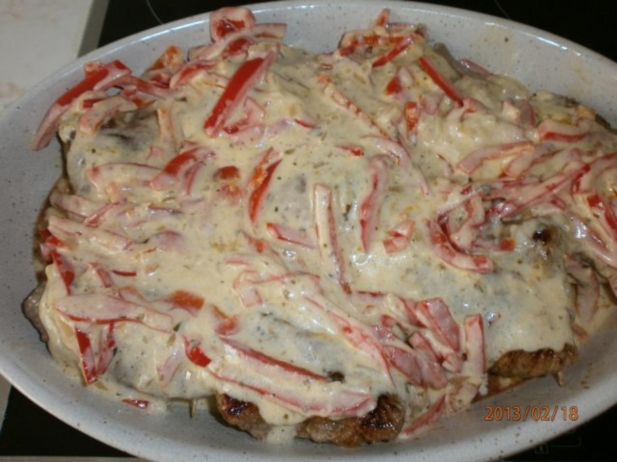 Lecker gefüllte Schnitzel aus dem Ofen mit säuerlichem Paprikarahm - Rezept - Bild Nr. 12