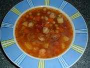 Gemüse - Kichrerbsen - Suppe mit Würstchen - Rezept