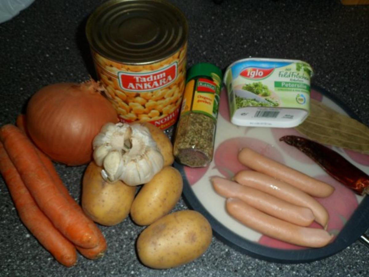 Gemüse - Kichrerbsen - Suppe mit Würstchen - Rezept - Bild Nr. 2