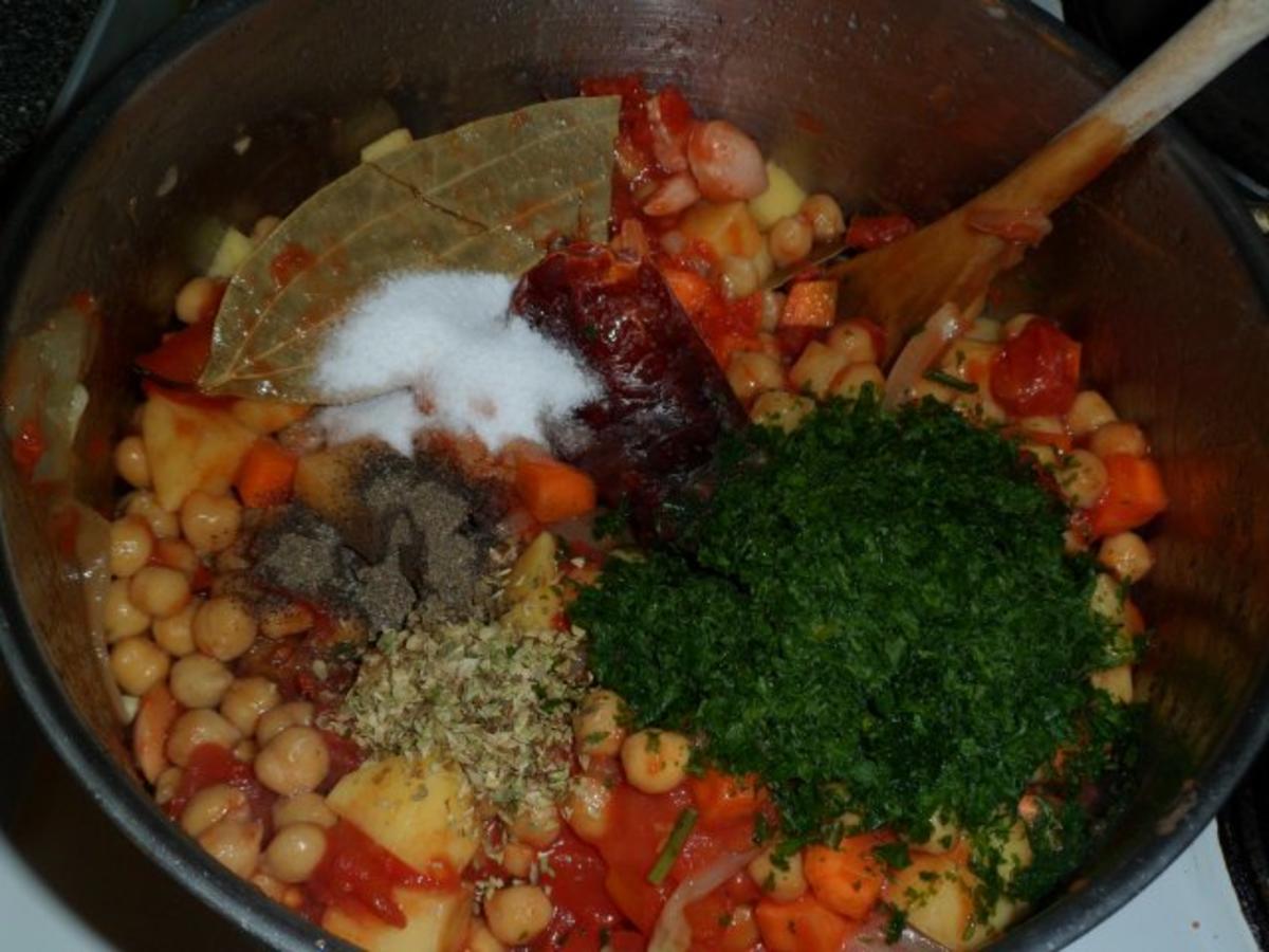 Gemüse - Kichrerbsen - Suppe mit Würstchen - Rezept - Bild Nr. 7