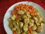 gemüsiges Hähnchenragout   mit saftigen Tomatenspätzle - Rezept