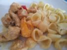 Putengeschnetzeltes mit Paprika und Nudeln - Rezept