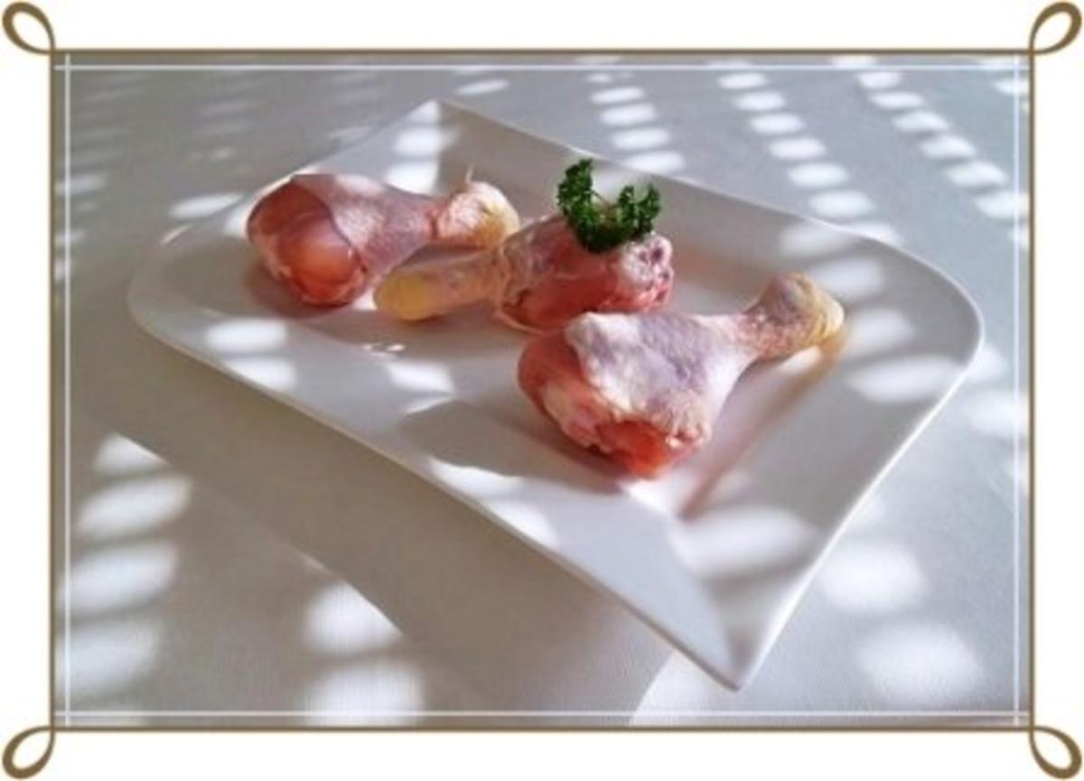 Gegarte Hähnchen Unterschenkel  auf Gemüsereis - Rezept - Bild Nr. 3