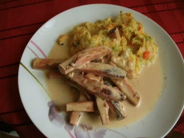 Leberkäsegeschnetzeltes mit Kartoffel Möhren Sellerie Stampf - Rezept - Bild Nr. 10