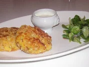 Beilagen/Hauptgericht: Kartoffel-Apfel-Plätzchen mit Aprikosen-Schmand-Dip - Rezept