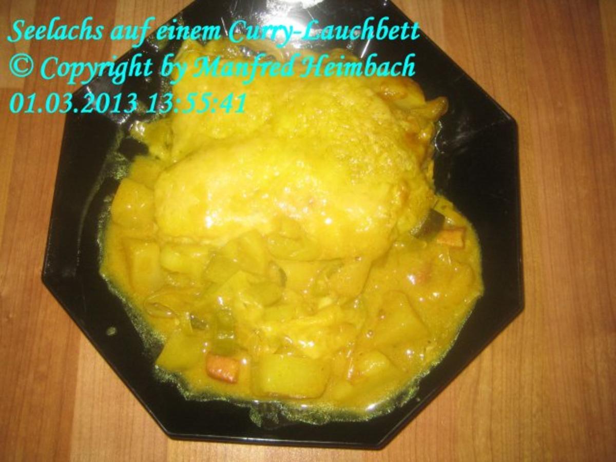 Fisch – Seelachs auf einem Curry-Lauchbett - Rezept