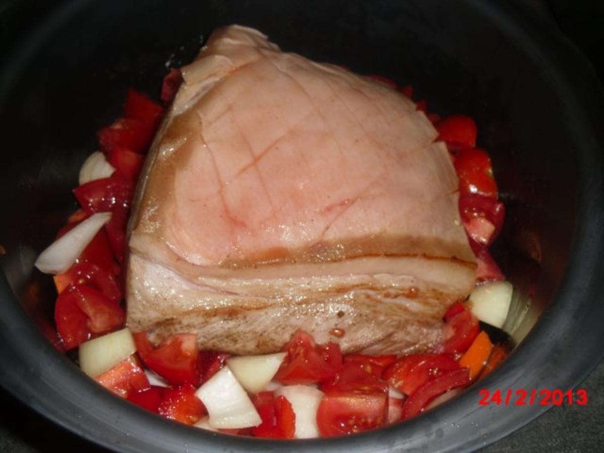 Schweinekrusten-Braten mit Wirsing und Kartoffeln, - Rezept - Bild Nr. 6