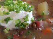 Schwäbische Alb-Linsensuppe mit Sauerrahm - Rezept