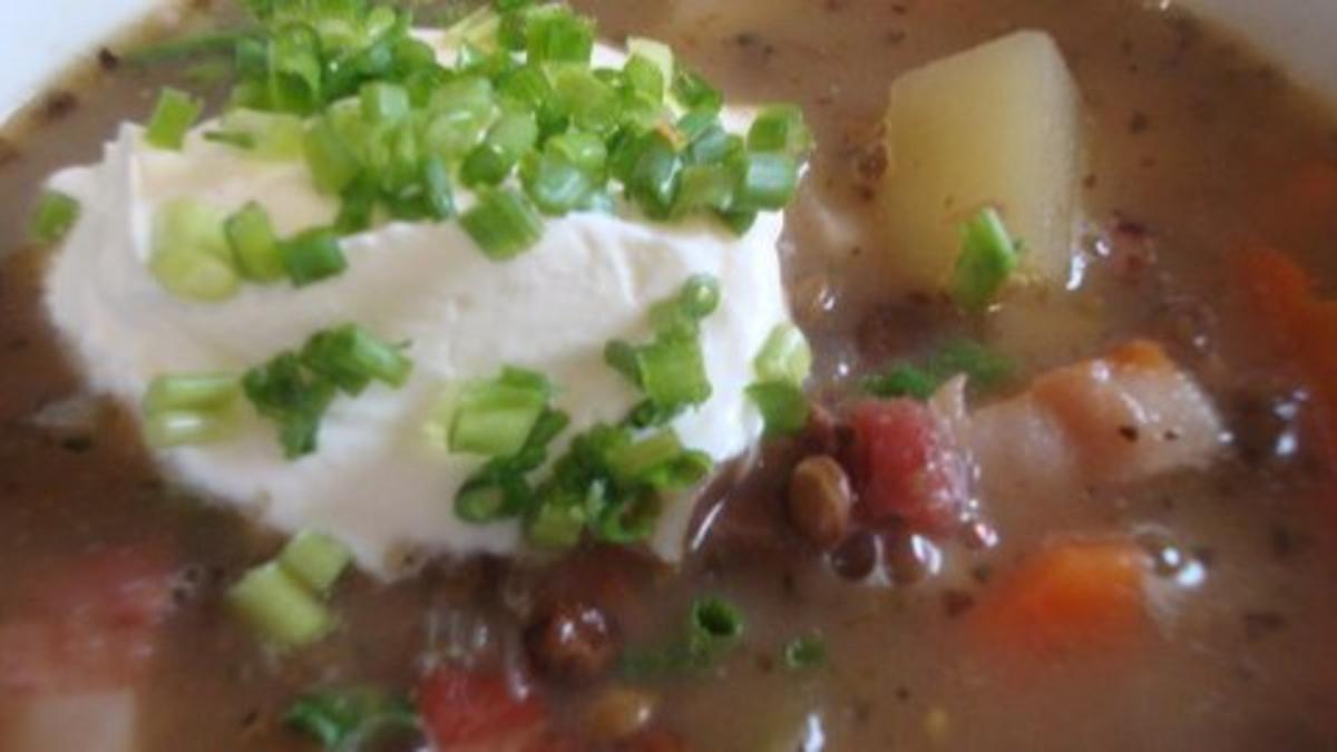 Bilder für Schwäbische Alb-Linsensuppe mit Sauerrahm - Rezept