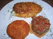 Hähnchenbrust Cordon-Bleu - meine Art - mit Reisrösti und Tomatenragout - Rezept