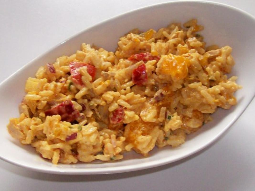 Fruchtiger Thunfisch Reis Salat mit Mandarinen, Bacon und Mozzarella ...