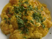 Rezept: Bohnen mit fritierten Hรคhnchenkeulen und Safran Bohnen mit fritierten Hรคhnchenkeulen und Safran - Rezept